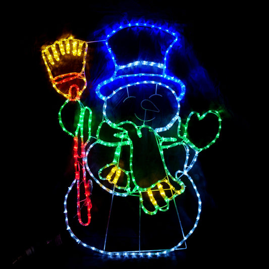 Christmas LED Motif Snowman Scarf Broom 120x100 Outdoor Display