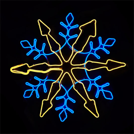 Christmas LED Neon Motif Blue White Animated Snowflake 78x73cm Outdoor Display