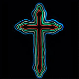 Christmas LED Neon Motif 4 Layer Cross Animated Multi Colour 121x75cm Outdoor Display