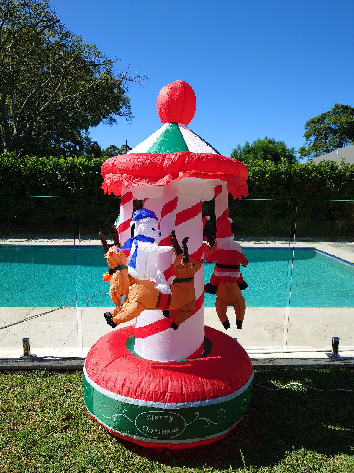 Christmas Decoration Inflatable 200cm Spinning Carousel LED Lit