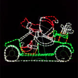 Christmas LED Motif Animated Santa Claus Driving Golf Cart 110x92cm Outdoor Display