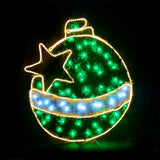 Christmas LED Neon Motif Animated Green Tinsel Filled Baubles 74x82cm Outdoor Display
