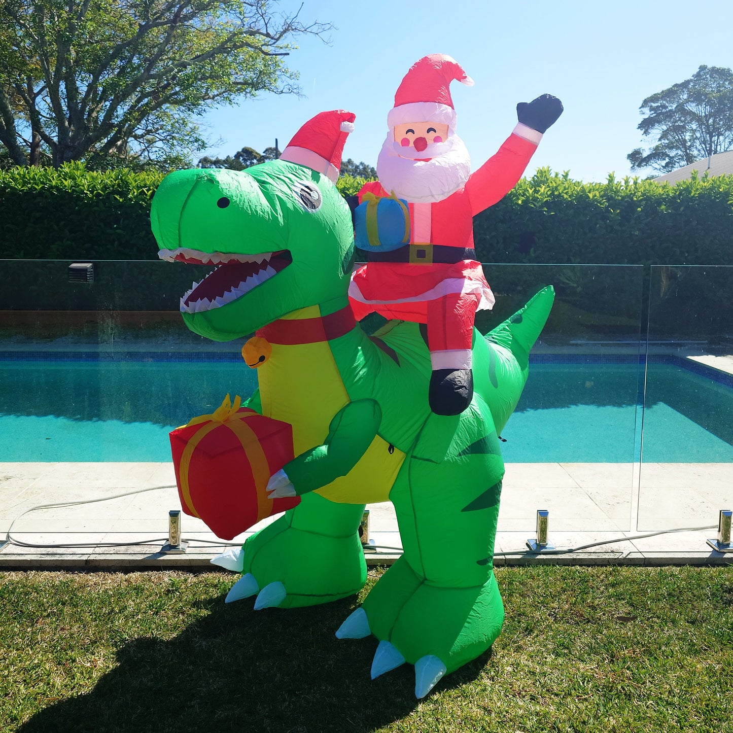 Christmas Decoration Inflatable 200cm Santa Riding Tyrannosaurus