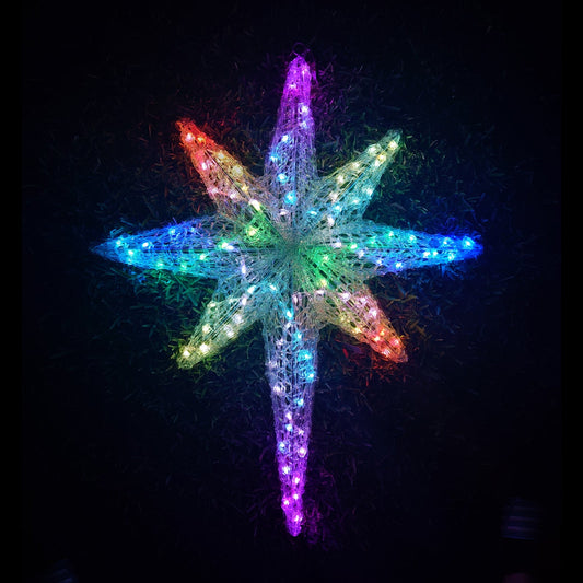 Christmas LED Motif Twinkling RGB LED Nativity Northern Star 74x59cm Outdoor Motif Sign
