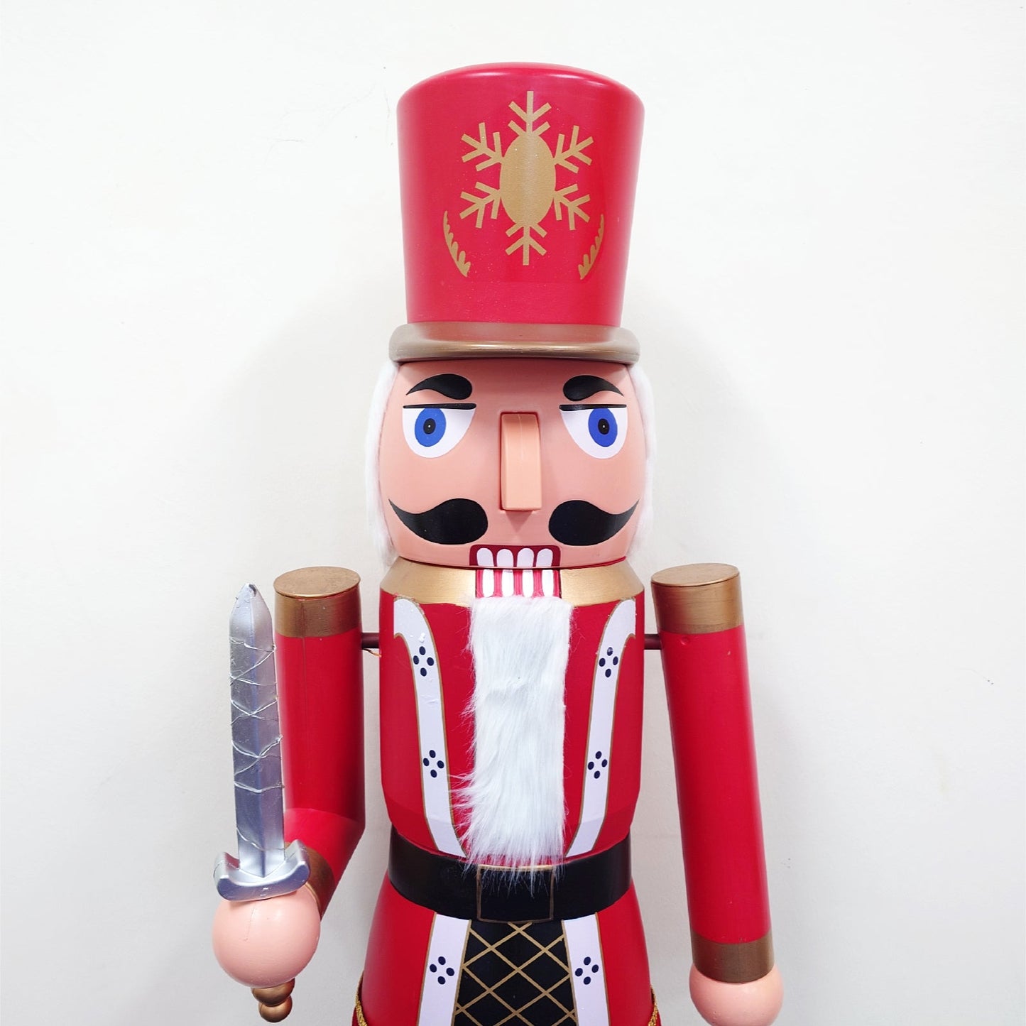 160cm Musical Animated Moving Red Nutcracker Sword Wielding Sings Jingle Bells Christmas Decoration