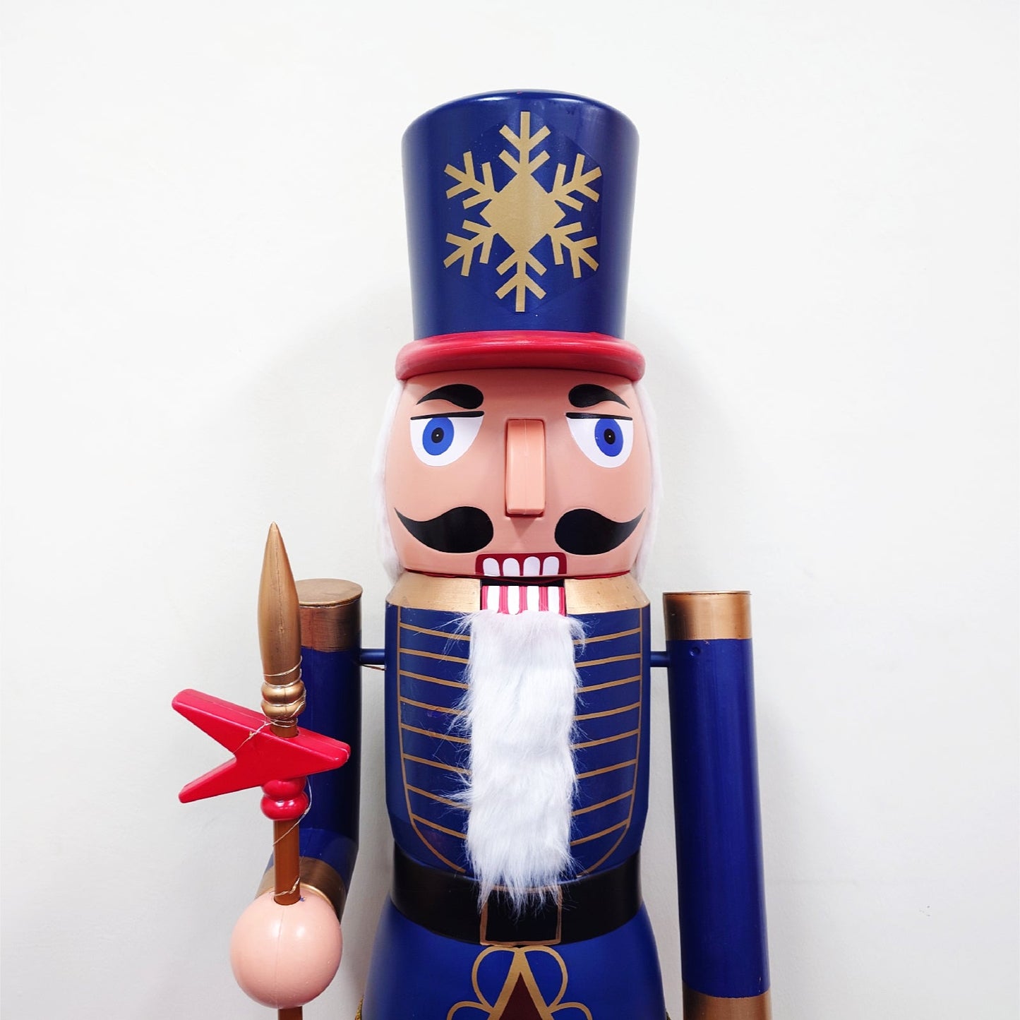 160cm Musical Animated Moving Blue Nutcracker Scepter Wielding Sings Jingle Bells Christmas Decoration