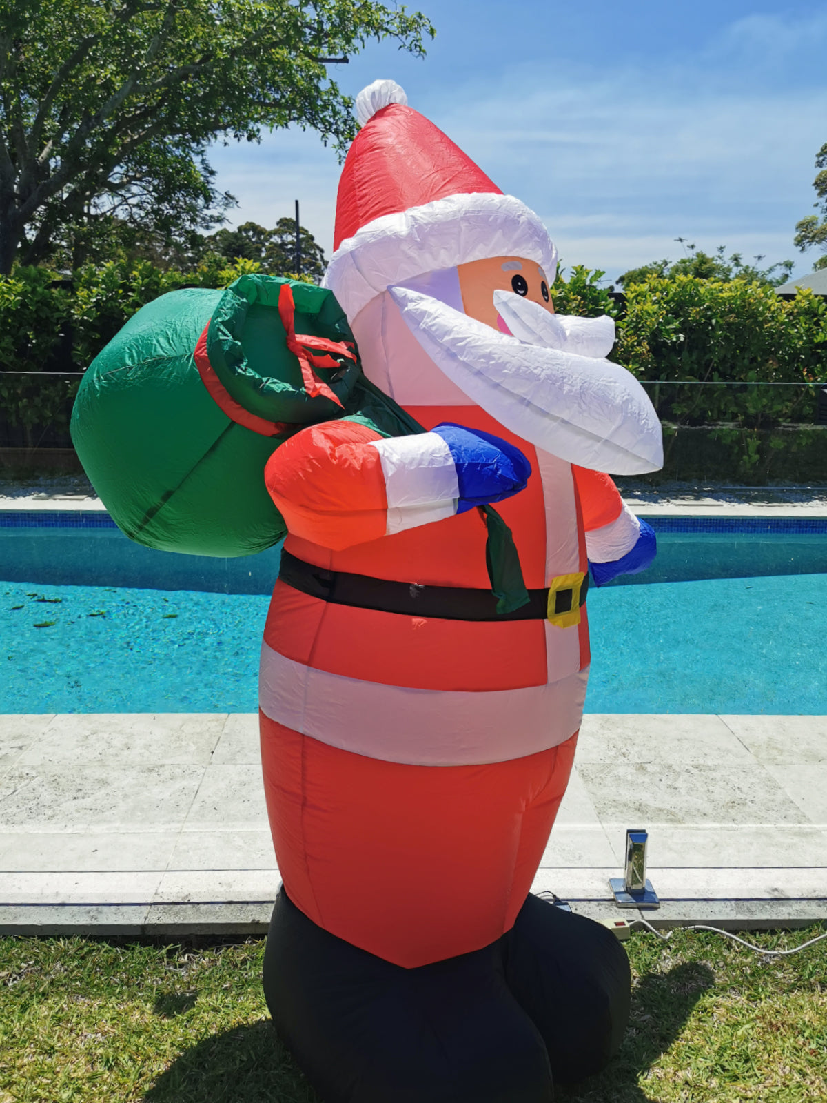 Christmas Decoration Inflatable 180cm Santa With Gift Sack LED Lit