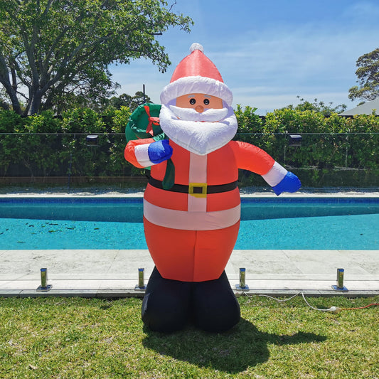 Christmas Decoration Inflatable 180cm Santa With Gift Sack LED Lit