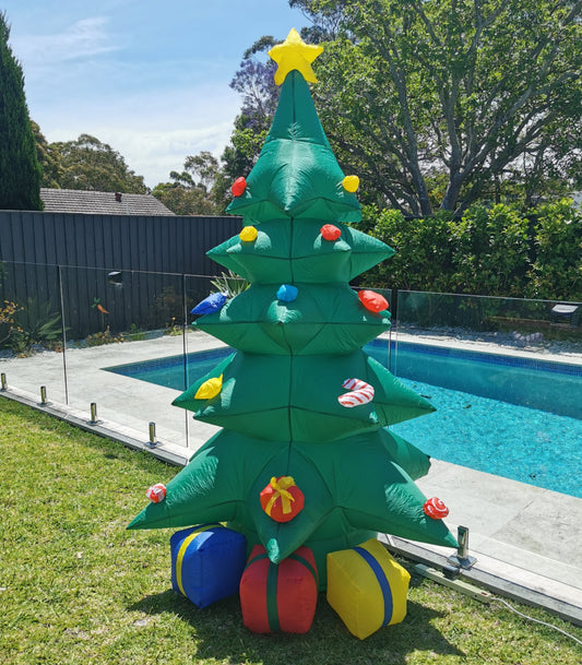 Christmas Decoration Inflatable 240cm Tall Christmas Tree With Gift Boxes LED Lit