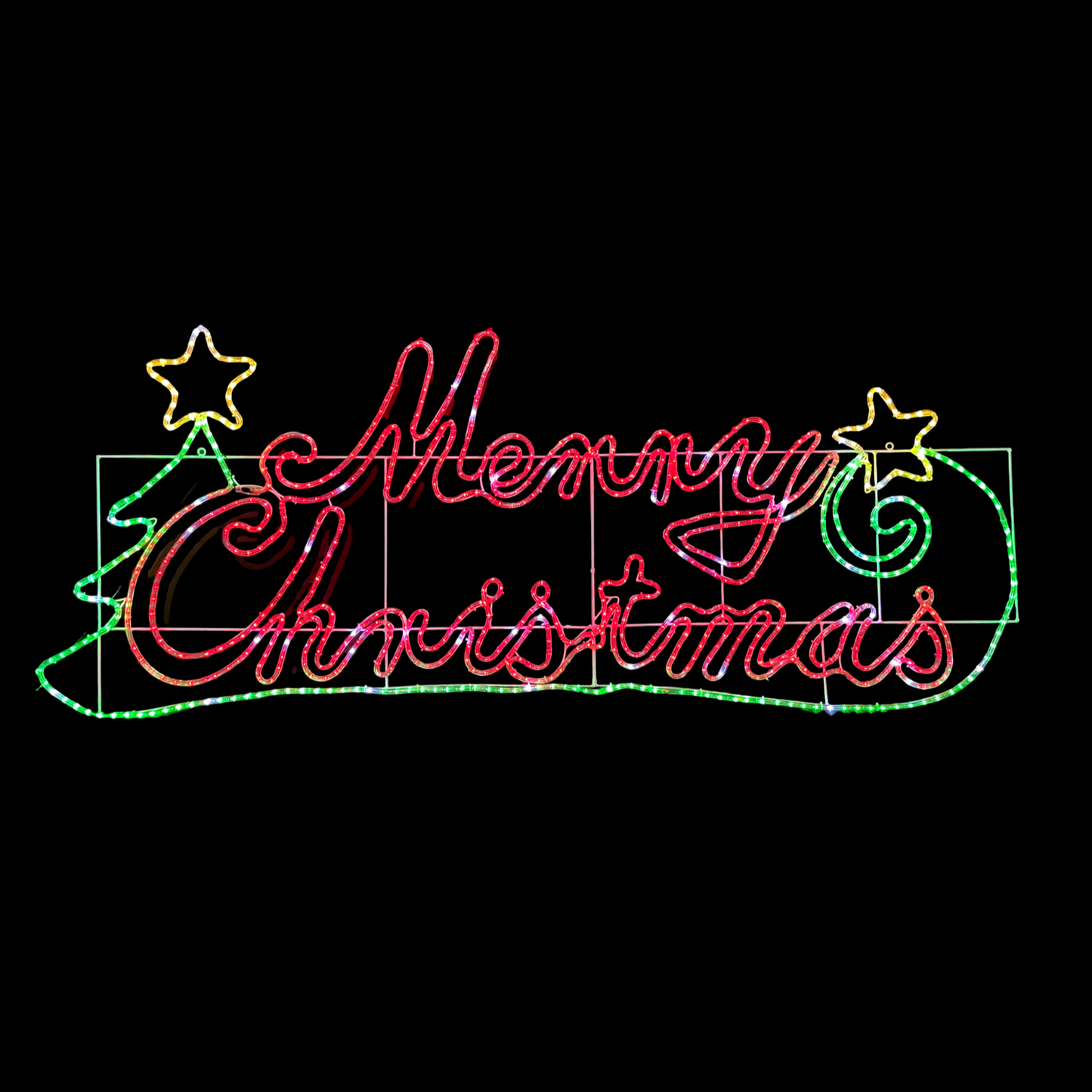 Christmas LED Motif Double Outlined Merry Christmas 204x81cm Indoor Outdoor Display Sign