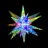 Christmas 3D Rainbow Film Erected Holographic Polygon 50cm Burst Star Fireworks LED Glimmering Cosmic Effect Outdoor