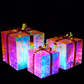 Christmas 3D Rainbow Film Erected Holographic Polygon 3pcs Gift Boxes LED Glimmering Cosmic Effect Outdoor