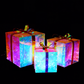 Christmas 3D Rainbow Film Erected Holographic Polygon 3pcs Gift Boxes LED Glimmering Cosmic Effect Outdoor