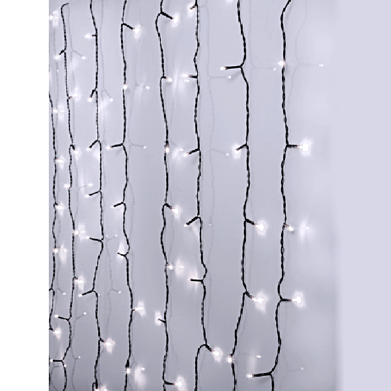 Solar Powered 200 LED Christmas Curtain Lights 8 Functions Outdoor 2.5m Drop Length