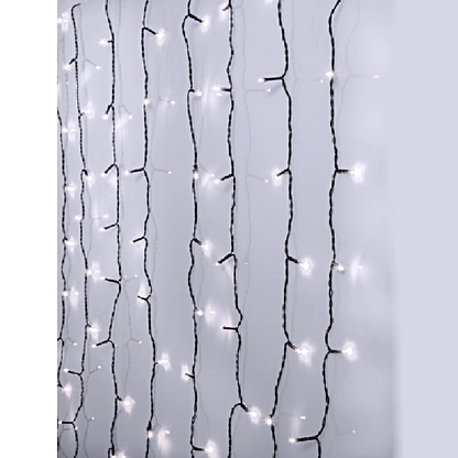 Solar Powered 200 LED Christmas Curtain Lights 8 Functions Outdoor 2.5m Drop Length