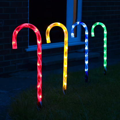 Solar Powered LED Garden Christmas Stakes Candy Cane/Santa Stop/Christmas Tree Sets