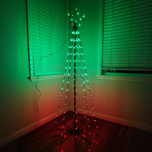 Christmas 180cm Cone Tree 170 Rainbow RGB LED Remote Functions