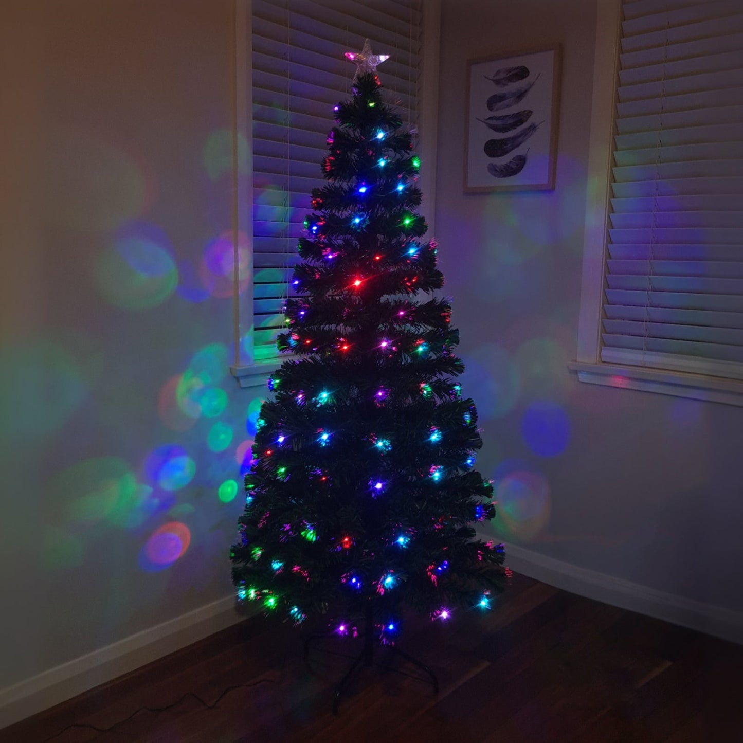 Christmas Tree Artificial Fibre Optic Tree 180cm 6ft LED Light Animated Light Up Tree Decoration