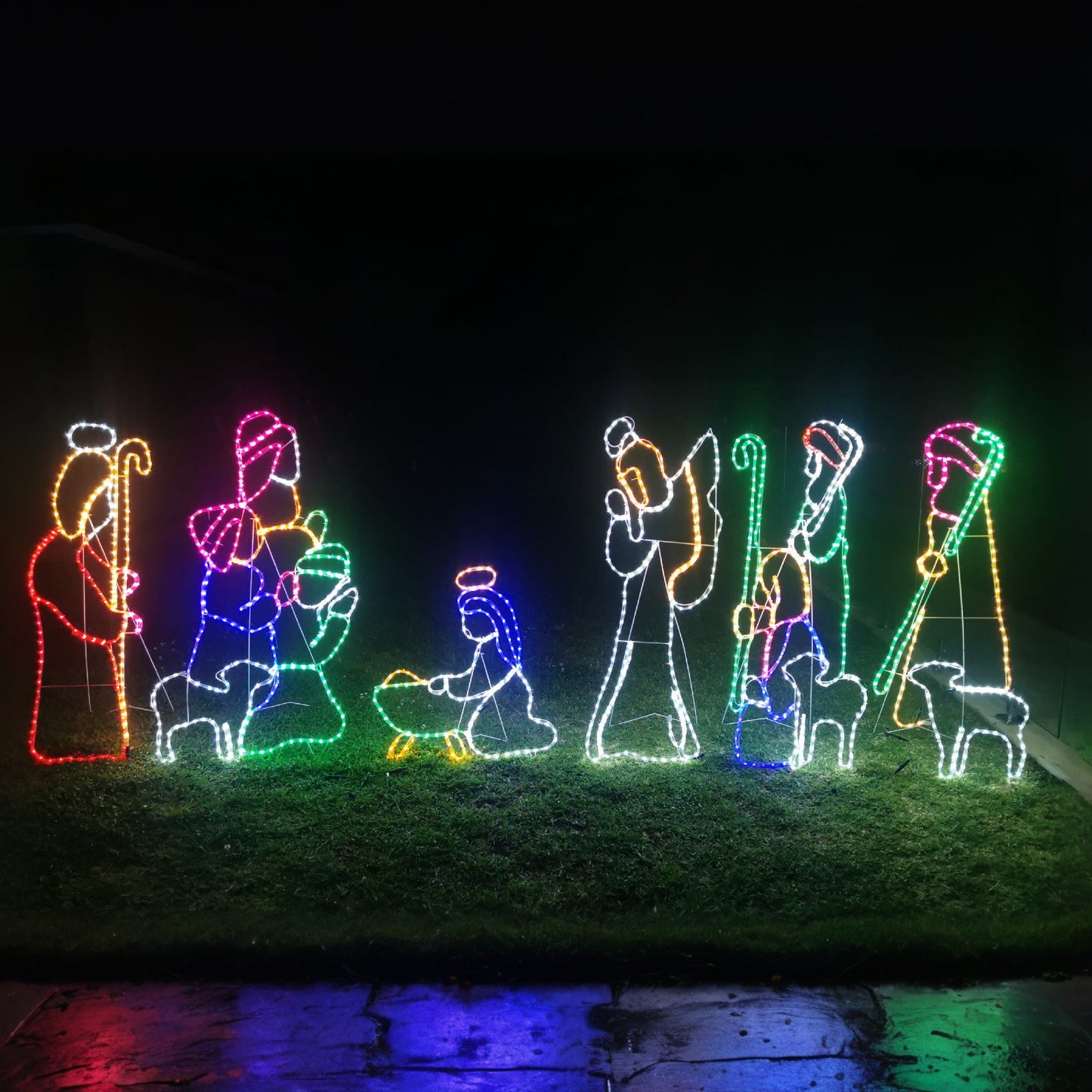 Christmas LED Motif 6 Pcs Jesus Birth Nativity Set Mary Joseph Shepherds Three Kings