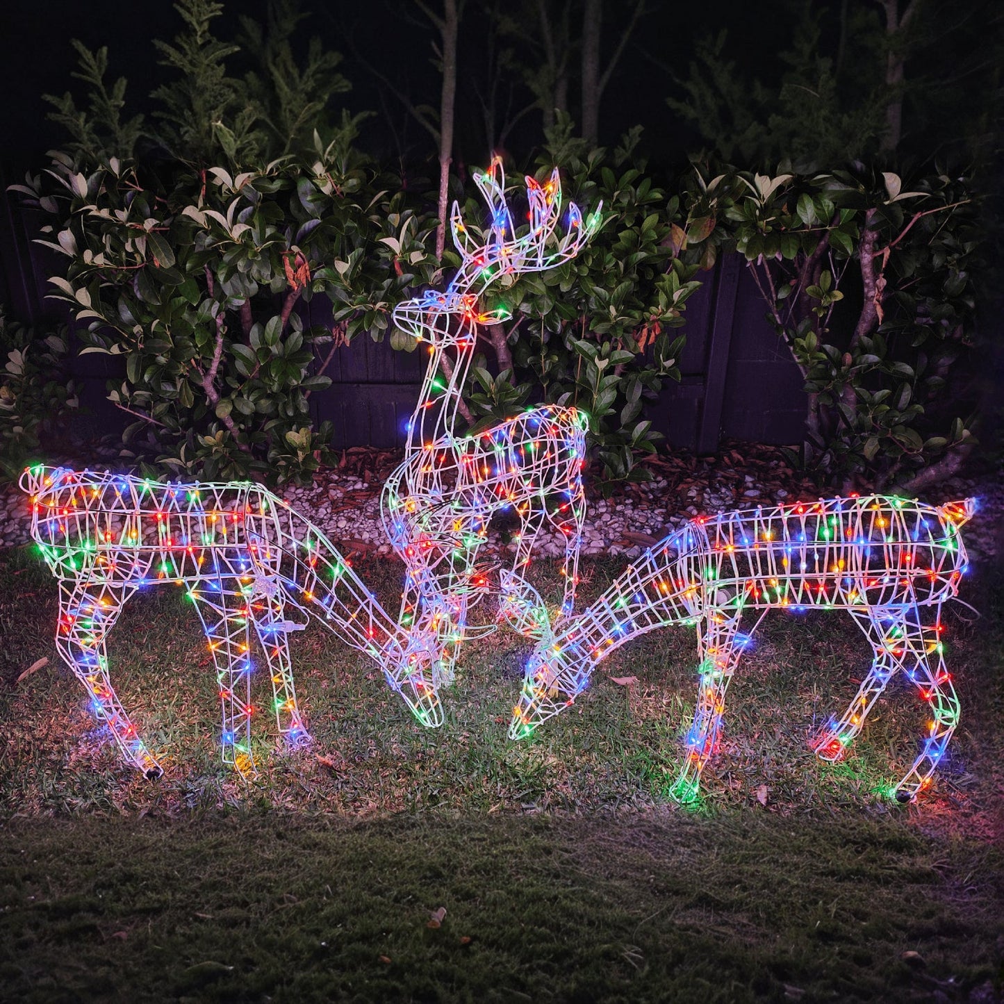 Christmas Decoration 3D Frame 3pcs Reindeer Family Set Multi LED Indoor Outdoor