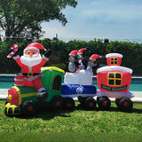 Christmas Decoration Inflatable 210cm Long Santa Riding Christmas Train LED Lit