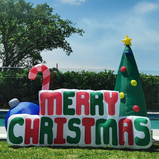 Christmas Decoration Inflatable 180cm Long Merry Christmas Sign LED Lit