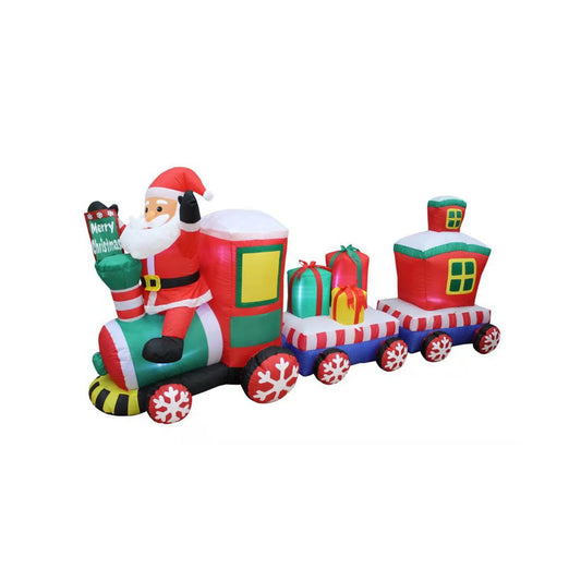 Christmas Inflatable 240cm Long Santa Riding Christmas Train LED Lit