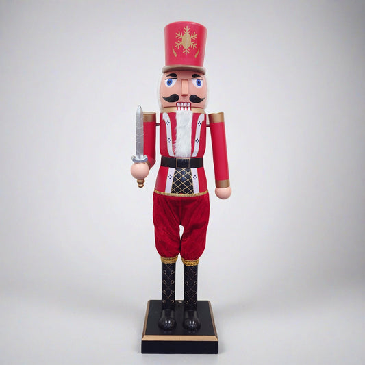 160cm Musical Animated Moving Red Nutcracker Sword Wielding Sings Jingle Bells Christmas Decoration