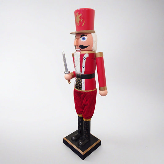 160cm Musical Animated Moving Red Nutcracker Sword Wielding Sings Jingle Bells Christmas Decoration
