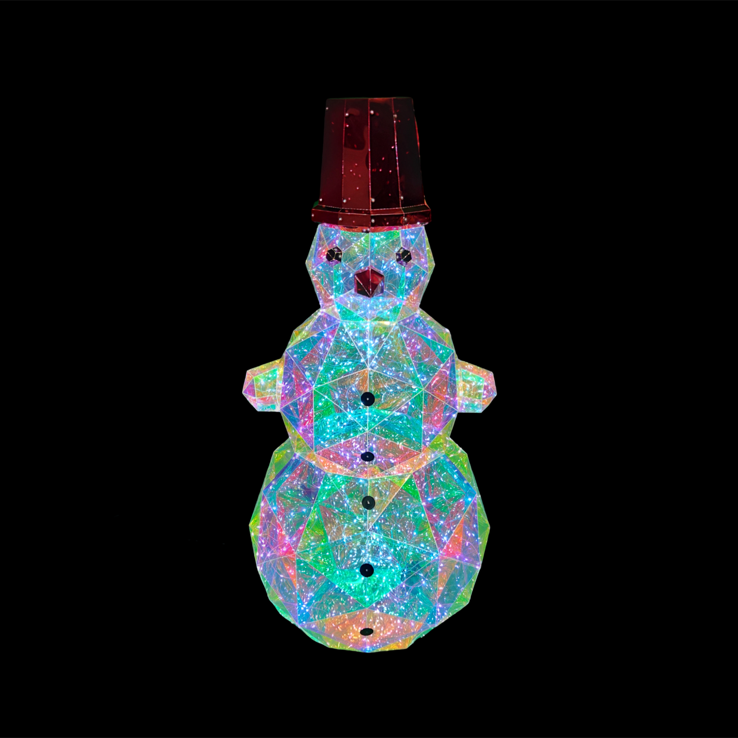 Christmas 3D Rainbow Film Erected Holographic Polygon Snowman 120cm LED Glimmering Cosmic Effect Outdoor