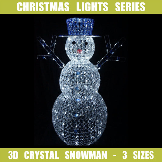 Christmas Decoration 3D Crystal Snowman 50, 80, 120cm LED Display Indoor/Outdoor