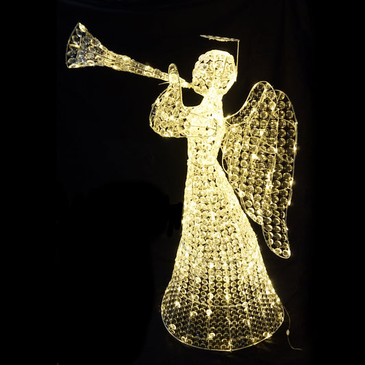 Christmas Decoration 3D Crystal Angel 160cm Cool White LED Display Indoor/Outdoor