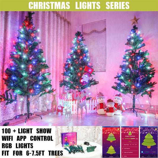 Clearance Smart WiFi APP Controlled RGB Indoor Christmas Tree Light for 6-7.5ft Trees