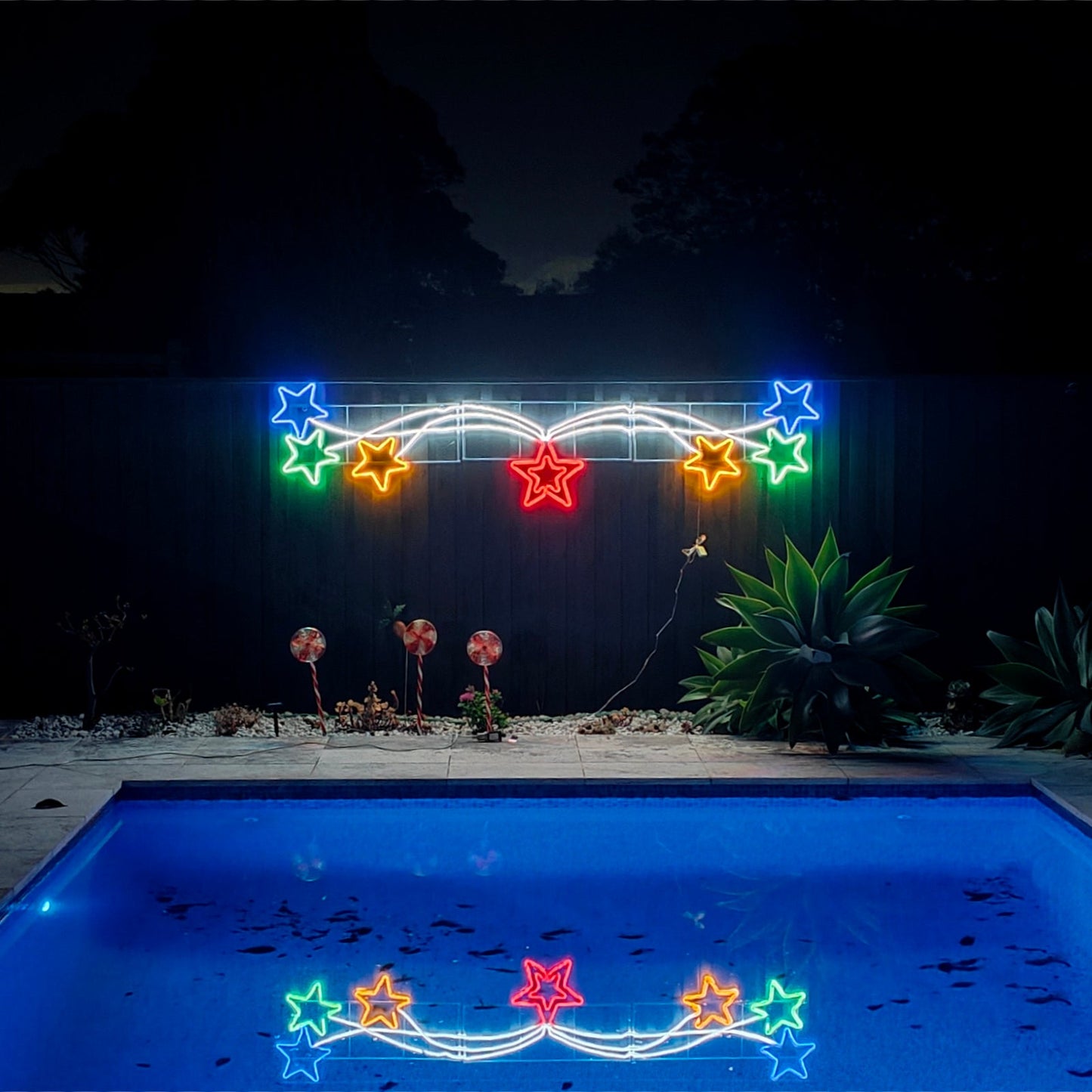 Christmas LED Motif Neon Light Shooting Bursting Stars Animated 280x72cm Outdoor