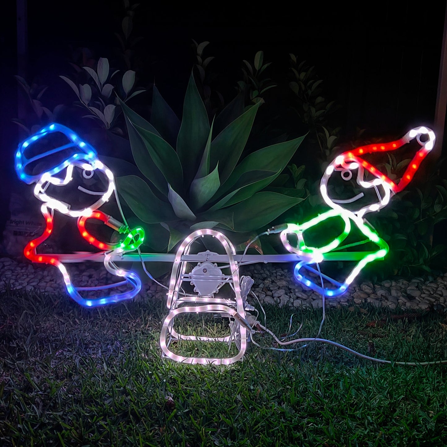 Christmas LED Motif Motorised Elves on Seesaw 86x57cm Indoor Outdoor Display