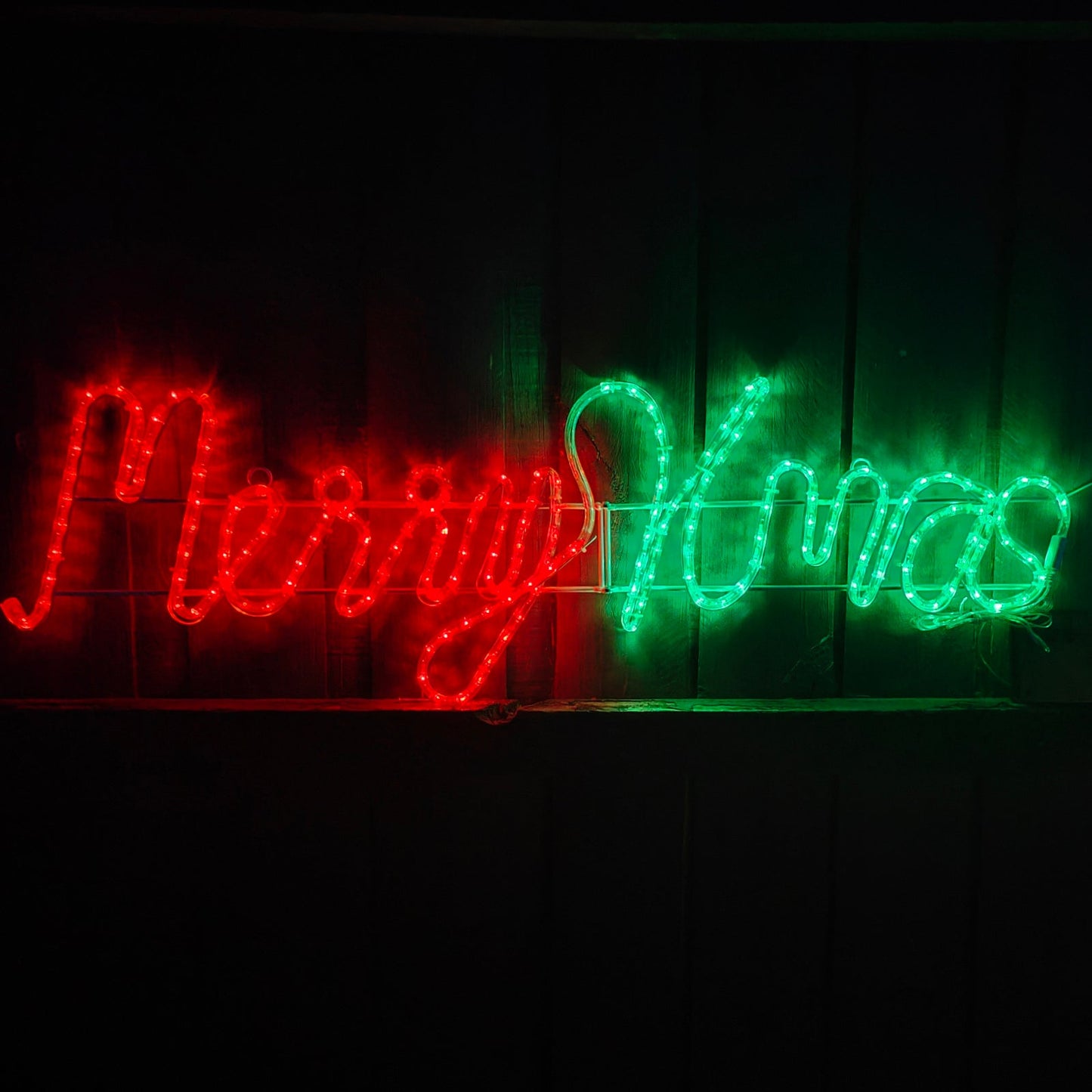 Solar Powered Christmas LED Merry Xmas Sign Outdoor Motif 8 Functions 110x38cm