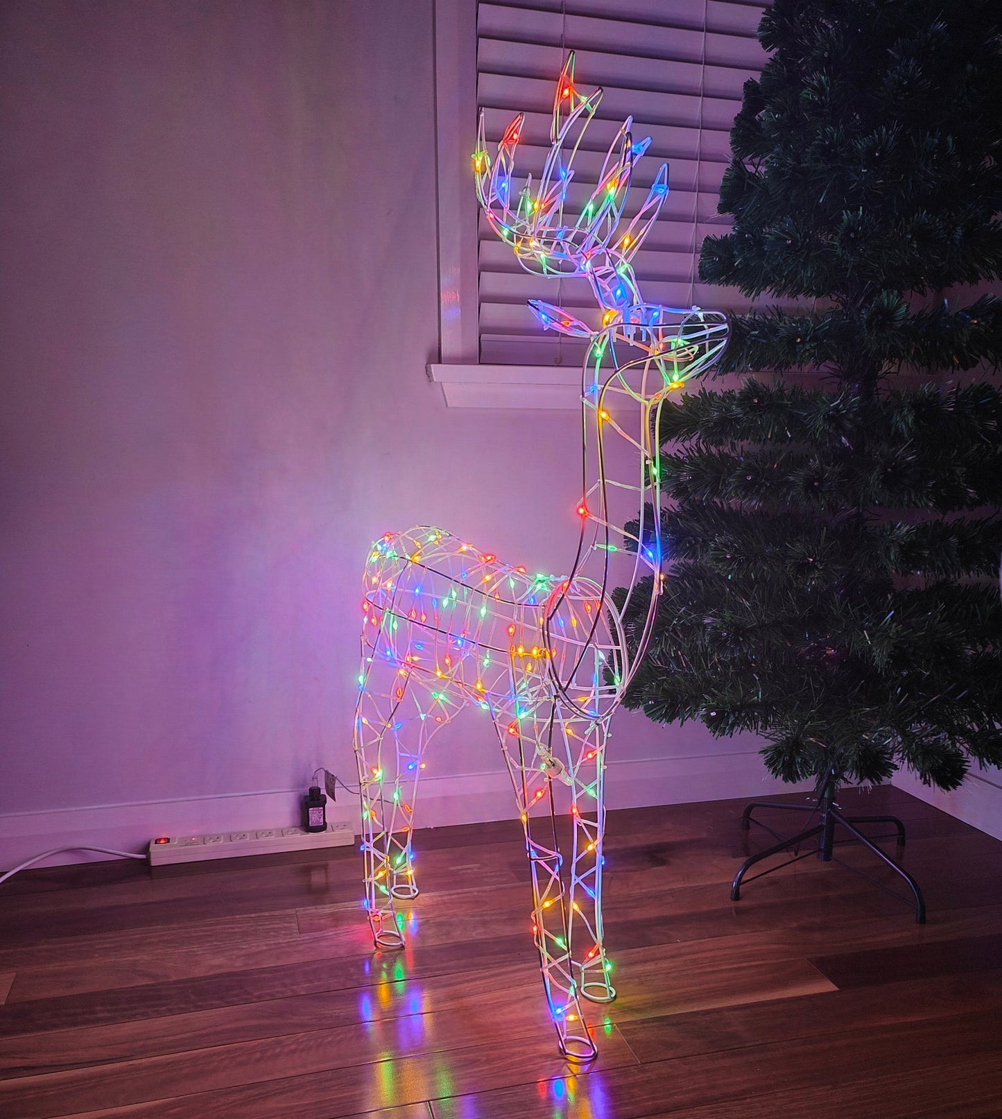 Christmas Decoration 3D Frame Standing Buck Reindeer 114cm Multi LED Indoor Outdoor