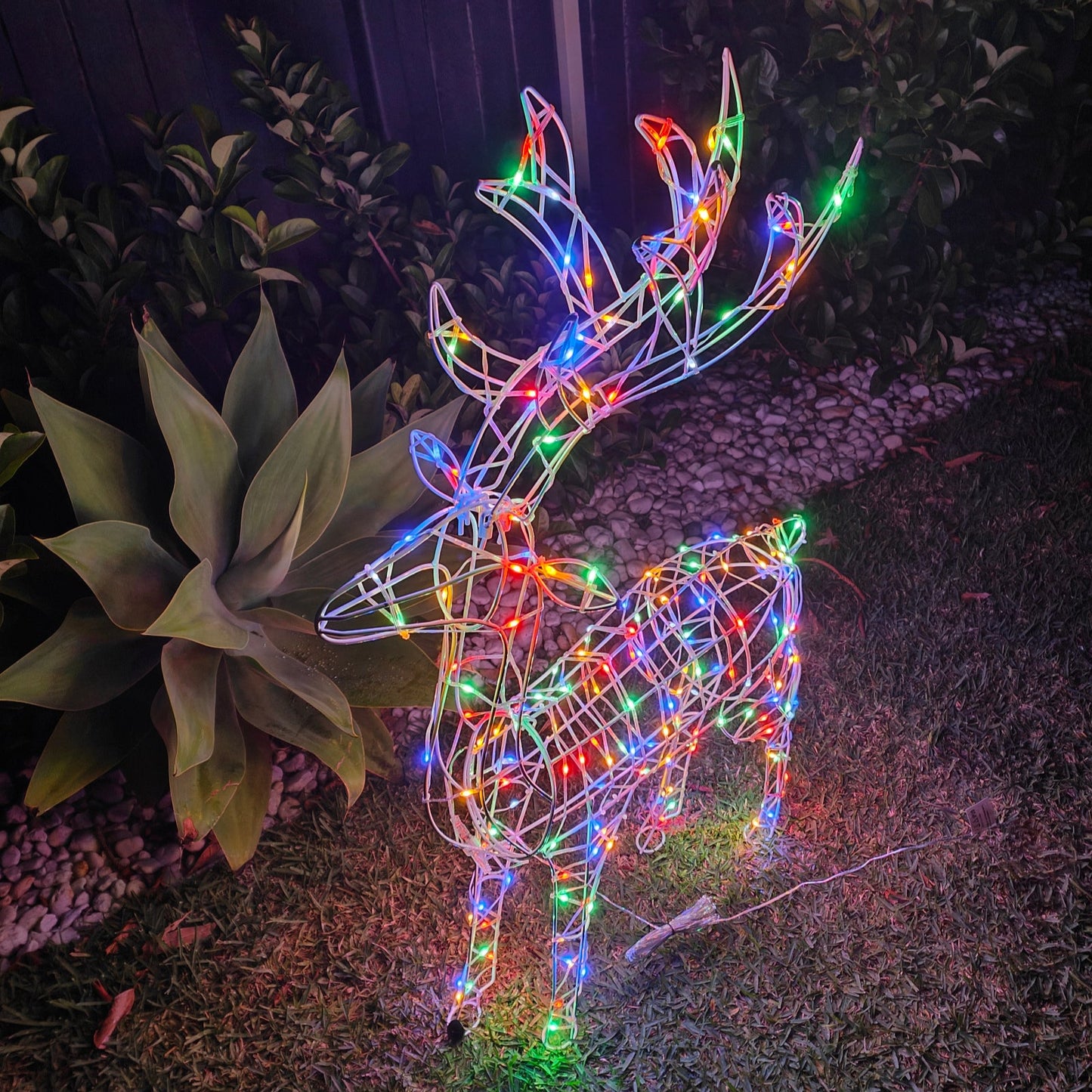 Christmas Decoration 3D Frame Standing Buck Reindeer 114cm Multi LED Indoor Outdoor