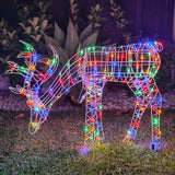 Christmas Decoration 3D Frame Buck Reindeer Eating 85cm Multi LED Indoor Outdoor