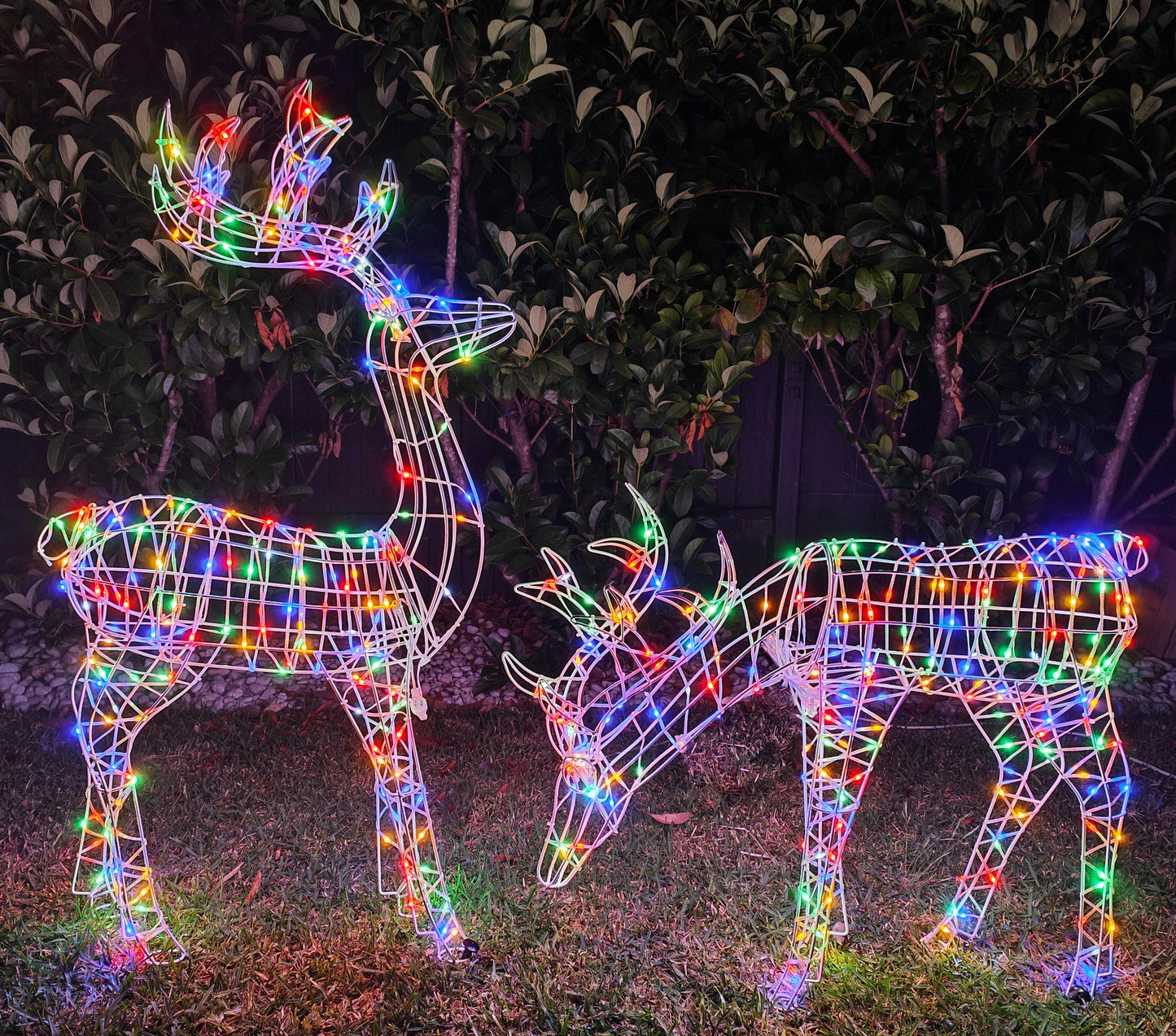 Christmas Decoration 3D Frame 3pcs Reindeer Family Set Multi LED Indoor Outdoor