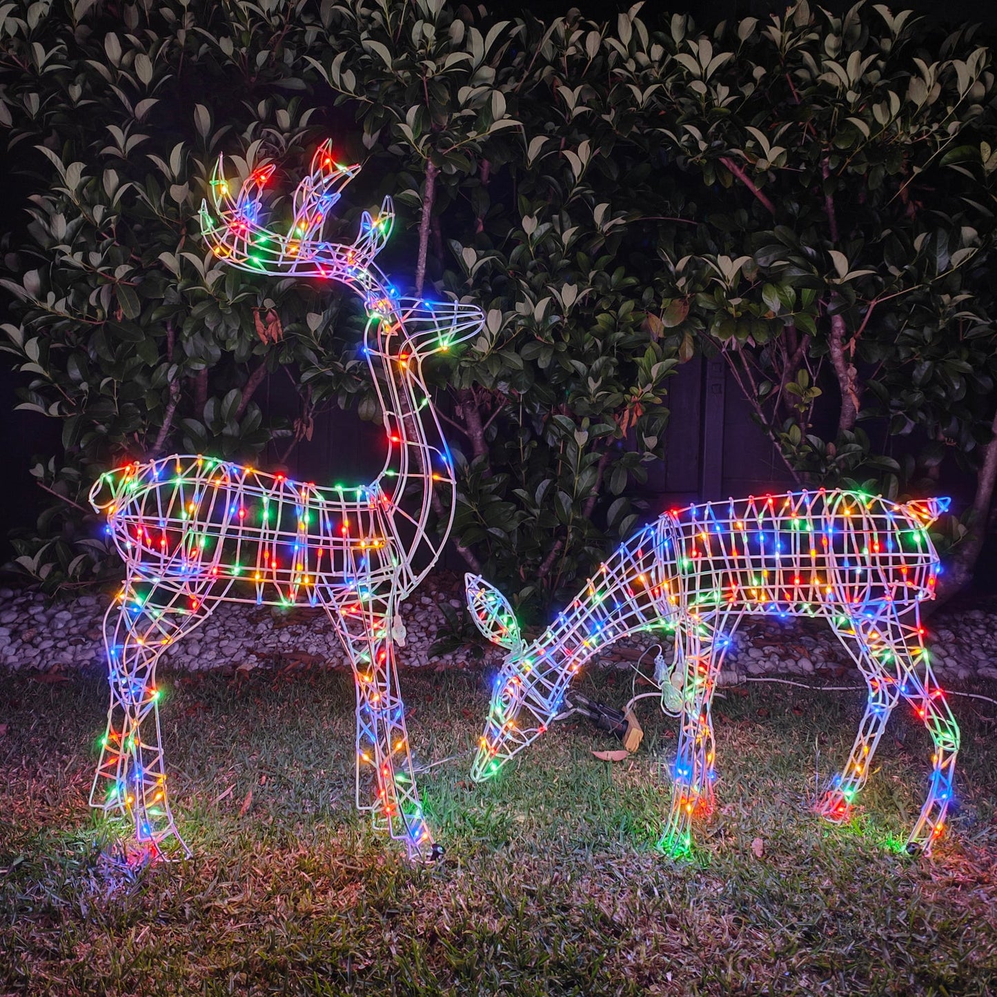 Christmas Decoration 3D Frame 3pcs Reindeer Family Set Multi LED Indoor Outdoor