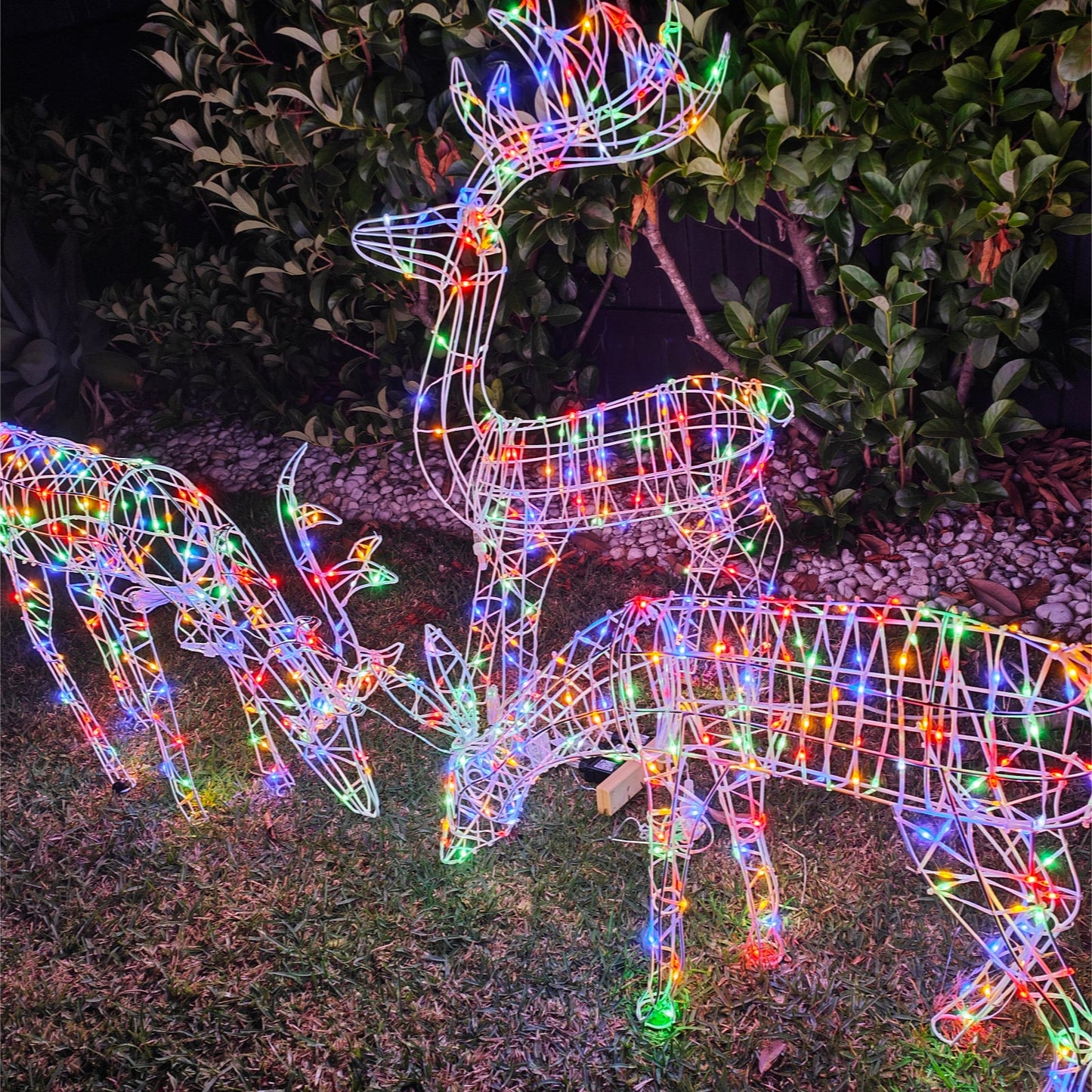 Christmas Decoration 3D Frame 3pcs Reindeer Family Set Multi LED Indoor Outdoor