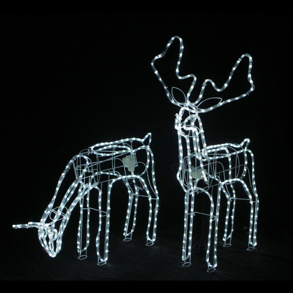 3D LED Christmas Motif Motorised Buck & Doe Reindeers Set Combo