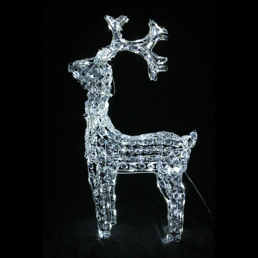 Christmas 3D Crystal Standing Reindeer 120x58x17cm Twinkle White LED Display Indoor/Outdoor