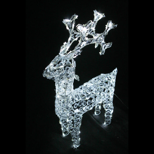 Christmas 3D Crystal Standing Reindeer 120x58x17cm Twinkle White LED Display Indoor/Outdoor