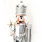 110cm Musical Animated Moving Silver Nutcracker Sings Jingle Bells Christmas Decoration