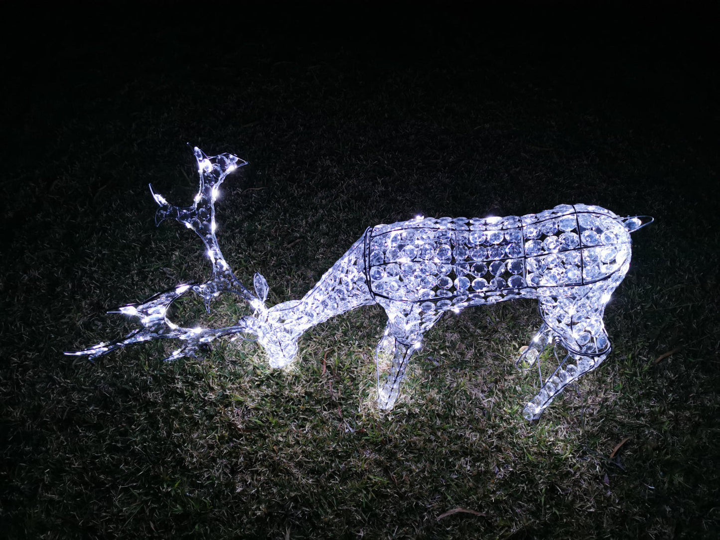 Christmas Decoration 3D Crystal Beads Reindeer Buck Head Down 108cm LED Display Indoor/Outdoor