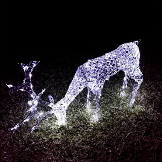 Christmas Decoration 3D Crystal Beads Reindeer Buck Head Down 108cm LED Display Indoor/Outdoor