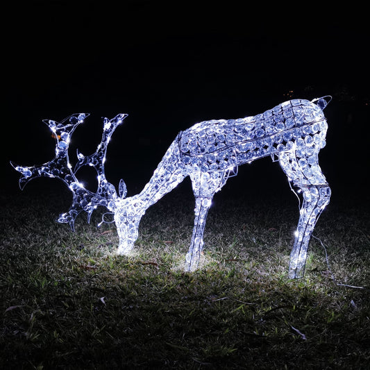 Christmas Decoration 3D Crystal Beads Reindeer Buck Head Down 108cm LED Display Indoor/Outdoor