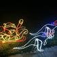 Christmas LED Motif Animated Santa Riding Kangroos Sleigh 280x70cm Outdoor Rope Light